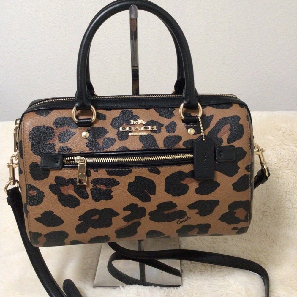 Coach Rowan Leopard Print Satchel Bag